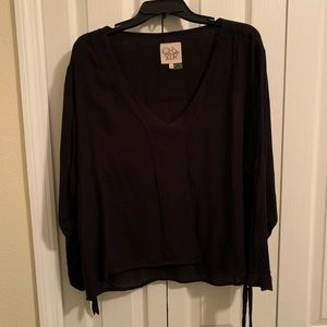 Chaser Slit Sleeve Blouse in Black